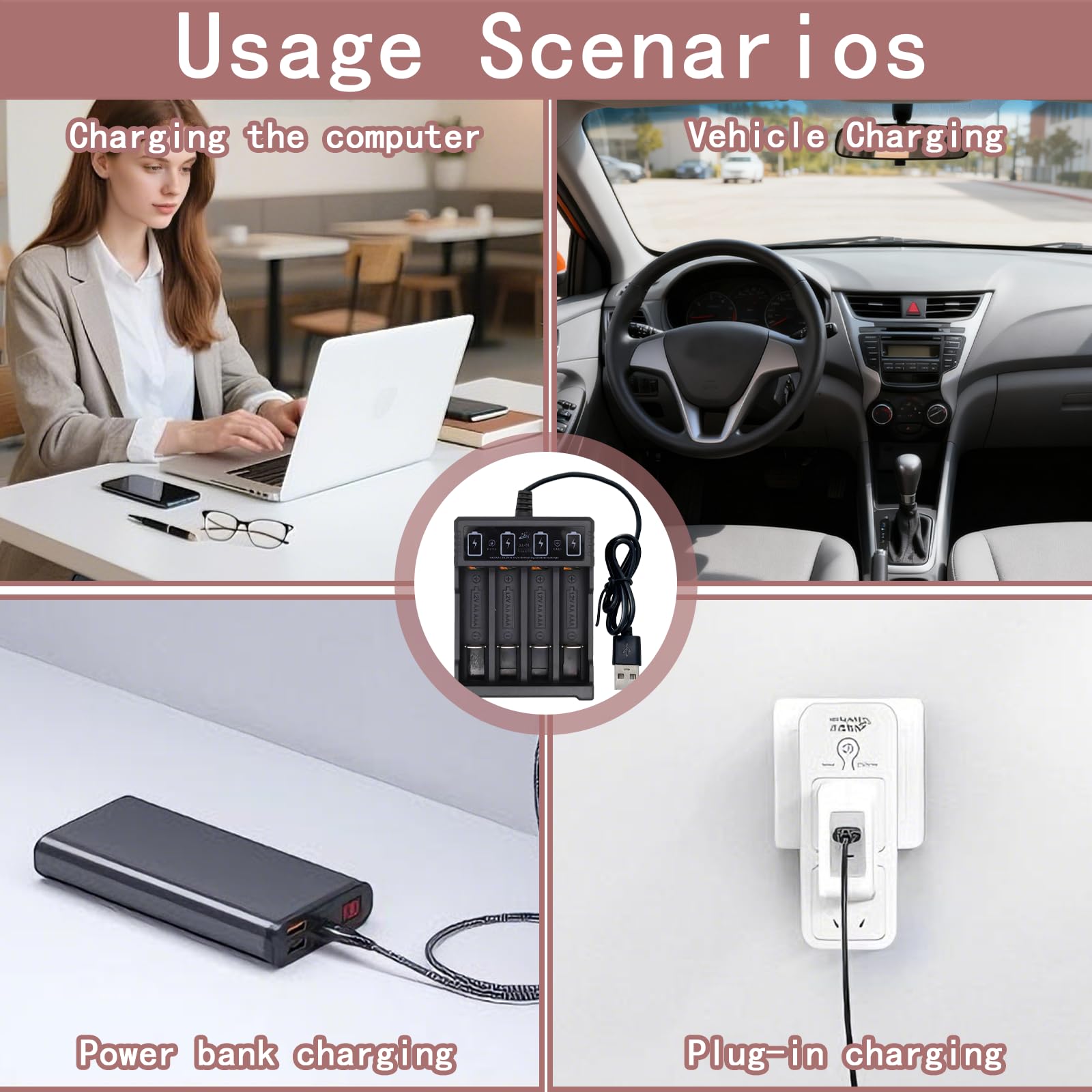 Caricabatterie Indipendente A 4 Slot Per Batterie Ricaricabili AA E AAA Ni-MH, Display LCD, Sistema Di Raffreddamento E Sicurezza Avanzata Per Ricariche Efficaci, Caricatore Pile Ricaricabili