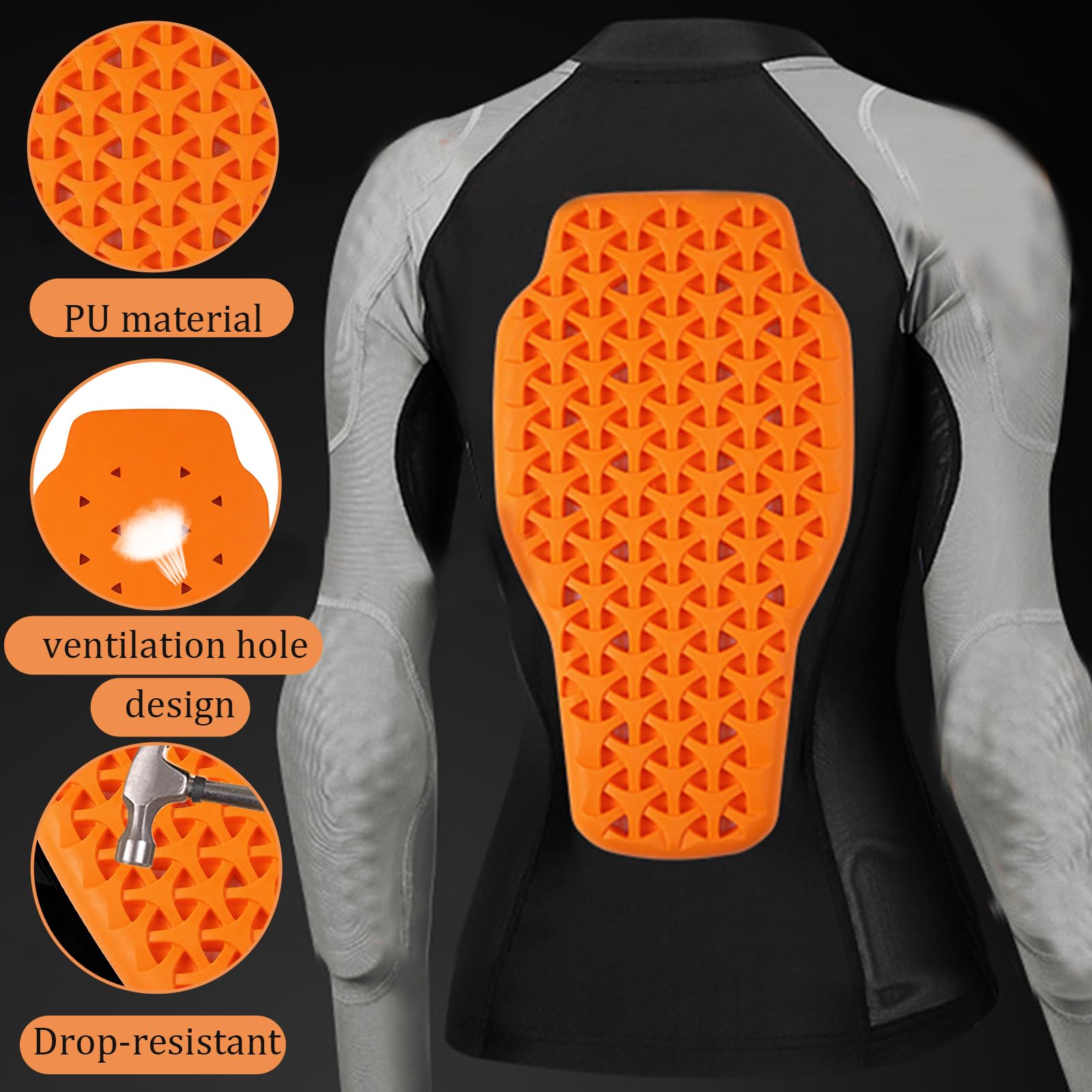 Dorsale Moto Protection,Dorsale Moto Homme Amovible équipement | Protection de Moto Souple et Respirant,Haute Sécurité Certifiée CE Dorsale Moto pour le Patinage de Protection,Adulte Unisexe