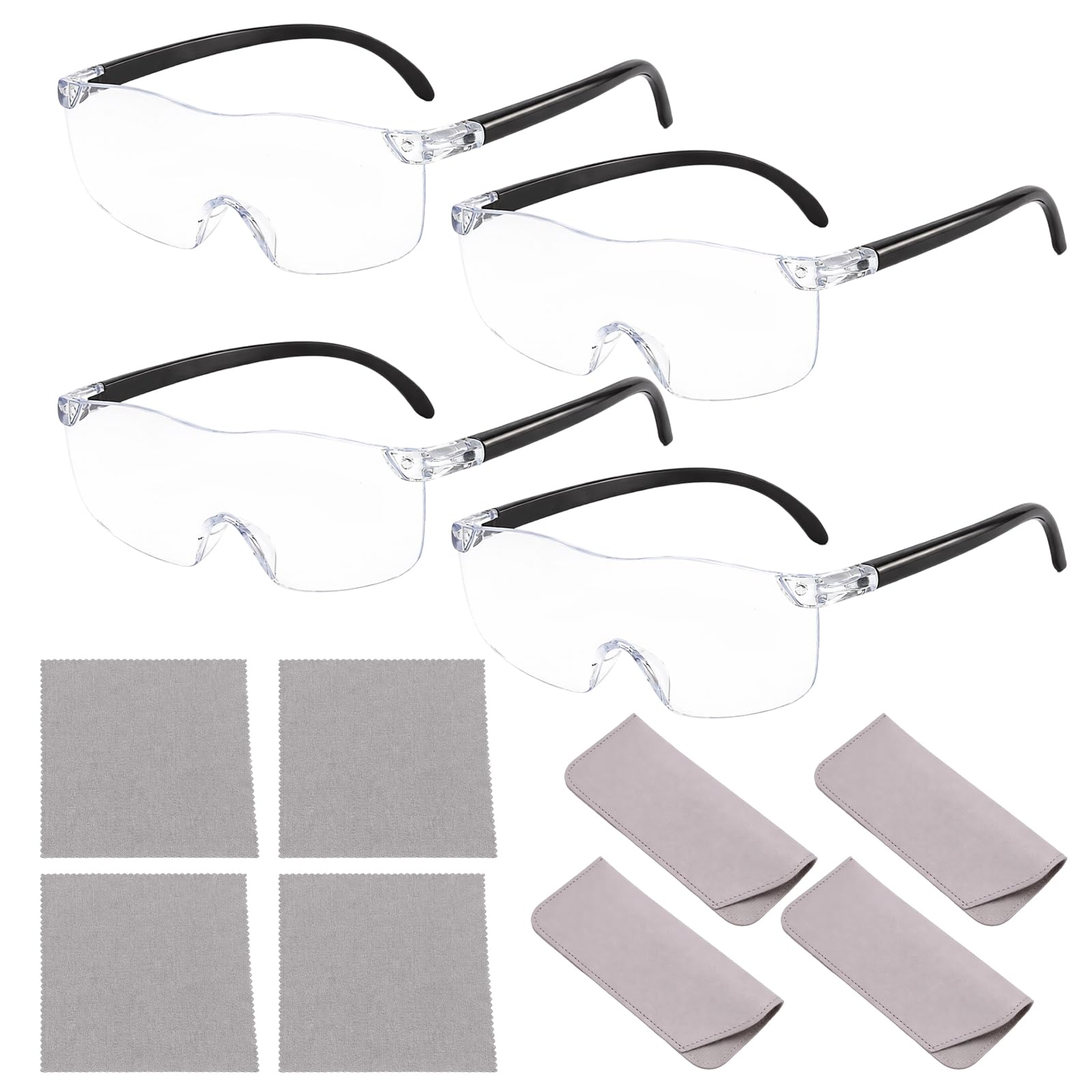 Magnifying Glasses Set, 12-Pcs Magnifying Glass Collection with Multiple Magnification Levels for Reading and Hobbies, Hands Free Magnifying Glass for Close Work, Spectacles with 3x 5x 8x 10x