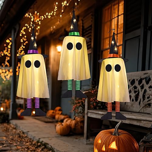 Halloween Hanging Ghosts - Halloween Decorations Outdoor Set of 3