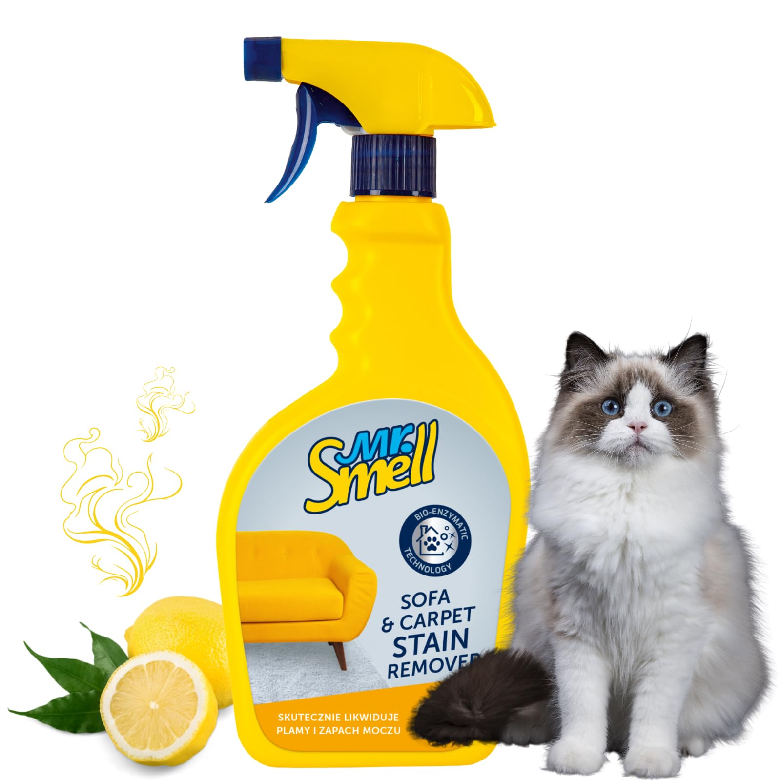 MR SMELL Urine Stains - Spray para eliminar las manchas de orina de perros y gatos de alfombras y tejidos