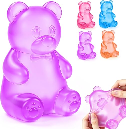 Bear Squishy, Stress Bear Taba Squishy, Taba Squishy Toys for Kids, Stress Balls Valentines Day Gifts Birthday Gifts Party Favors-Purple