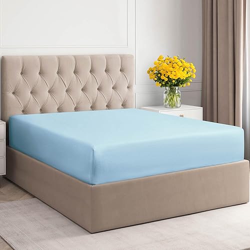 Sábana bajera de algodón Cal King, algodón de 400 hilos, sábanas de algodón tamaño California King, sábana bajera de bolsillo profundo, algodón