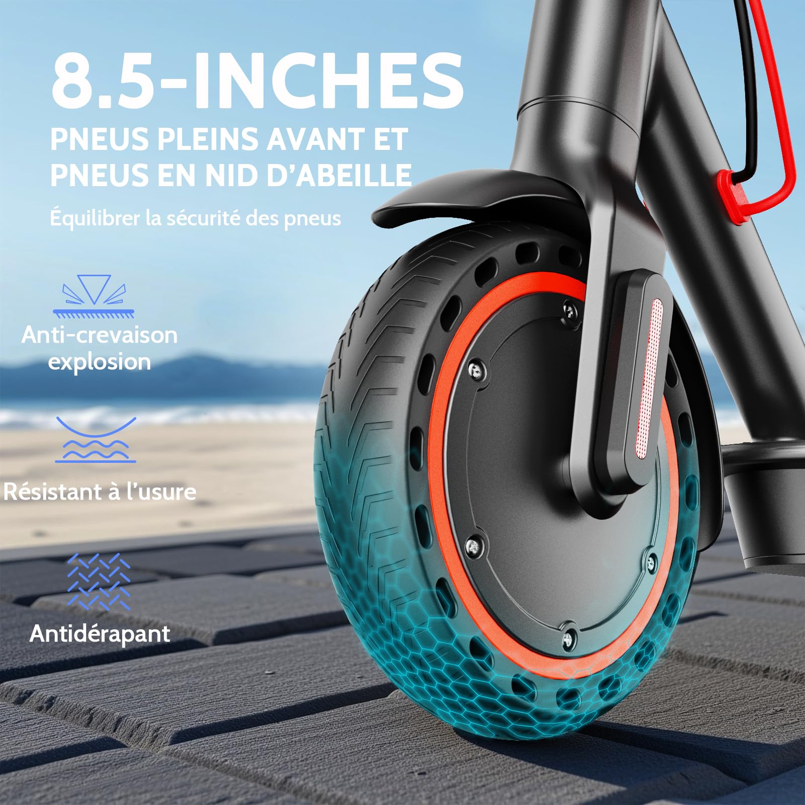 Trottinette Électrique Adulte antivol Ultra Legere, avec Clignotants et amortisseurs Autonomie 30km 350W 36V 7,8 Ah, Pneus Nid d’Abeille Increvables, Application Bluetooth Scooter Electrique Adulte