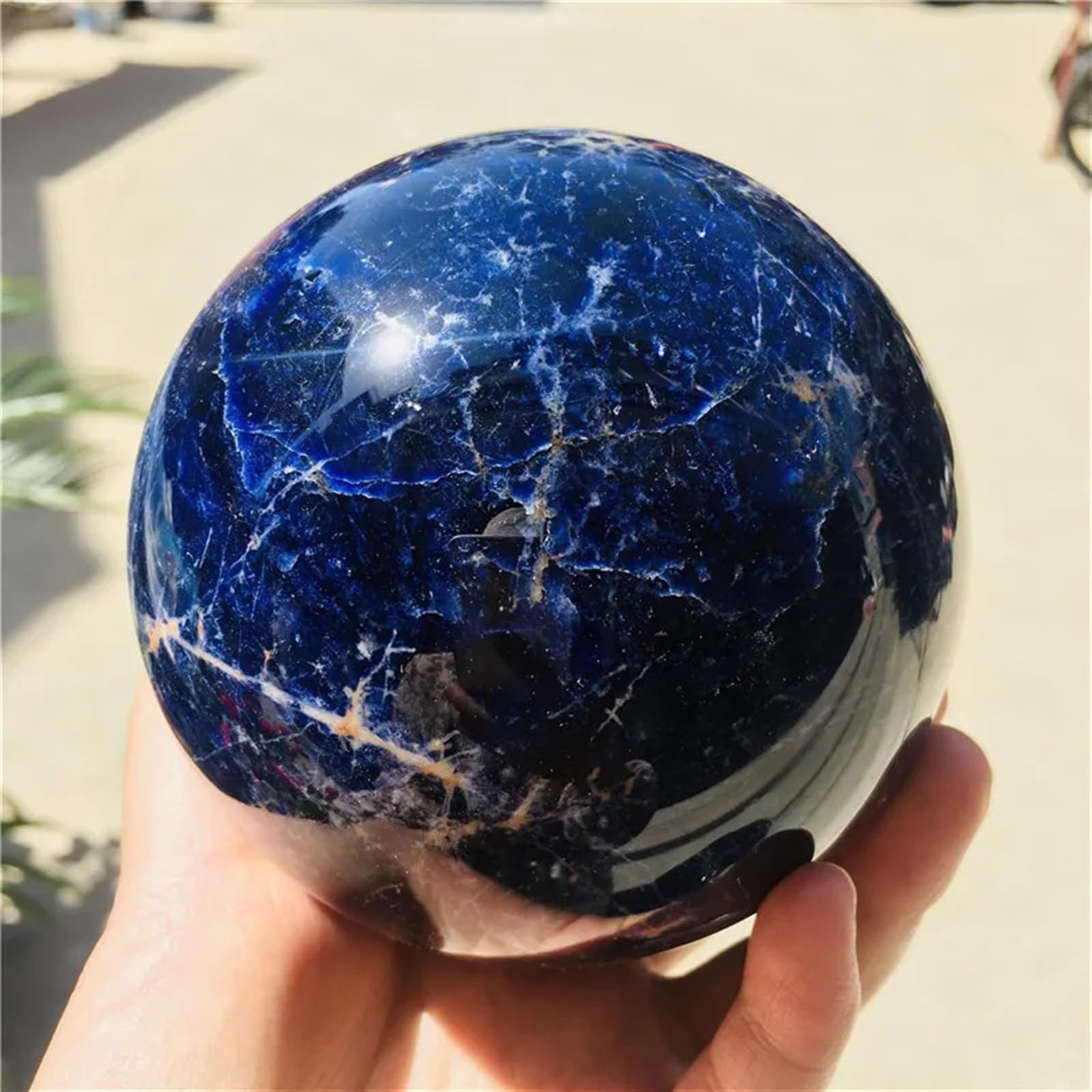 SSOPTMCB Sodalite Quartz Crystal Ball Dumortierite Stone Sphere Blue-Veins Decoration Gemstone Ornaments (Size : 9-10cm) Gemstone Stone