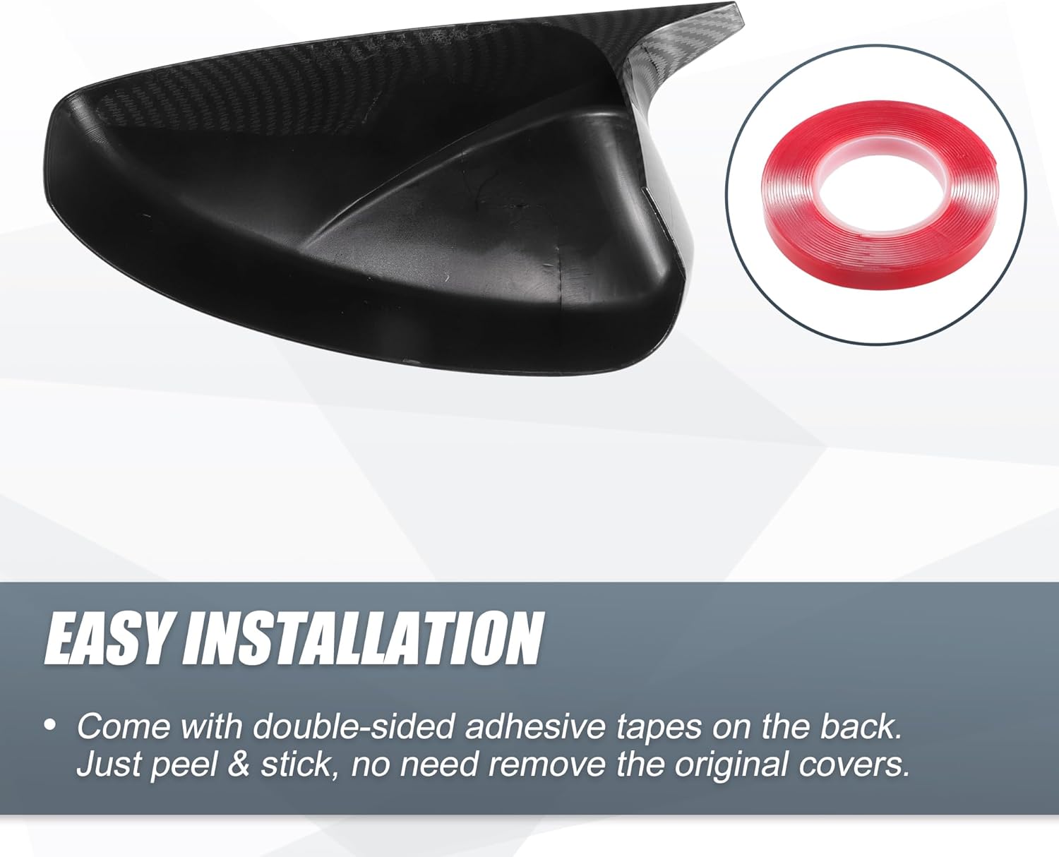 X AUTOHAUX 1 Pair Car Rear View Driver Passenger Side Mirror Cover Cap Overlay Black Carbon Fiber Pattern for Mazda 3 Axela 2014-2019 Mirror Guard Covers Exterior Styling Decoration Trims