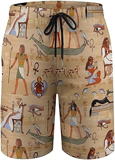 Egyptian Hieroglyphs and Tale Boys Shorts with Pockets Quick Dry Beach Board Pants