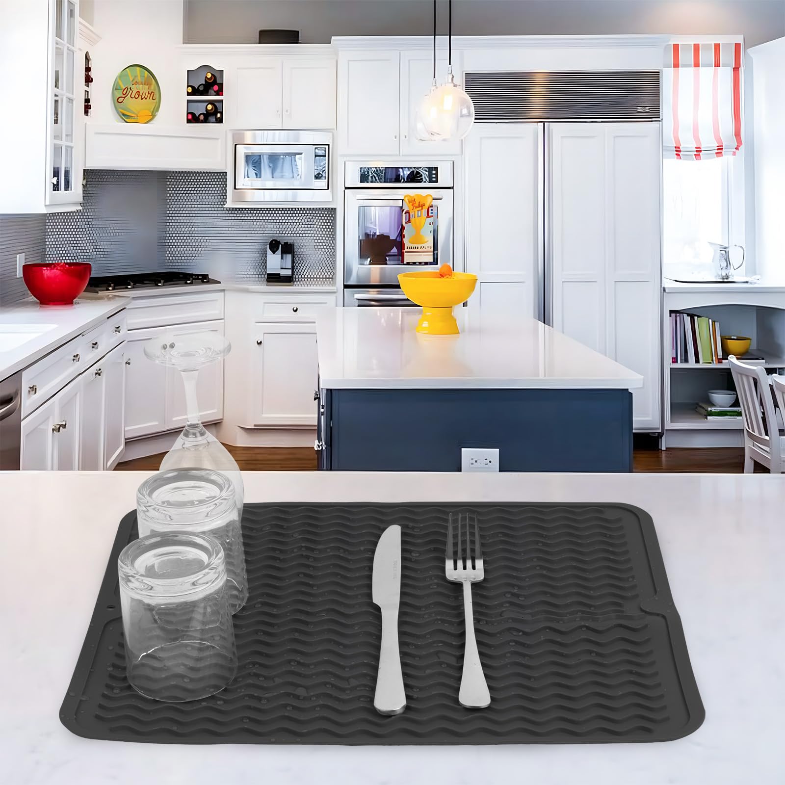 Exslend Tapis De SéChage Vaisselle, Tapis Vaisselle Absorbant, Tapis D'éGouttement, Tapis