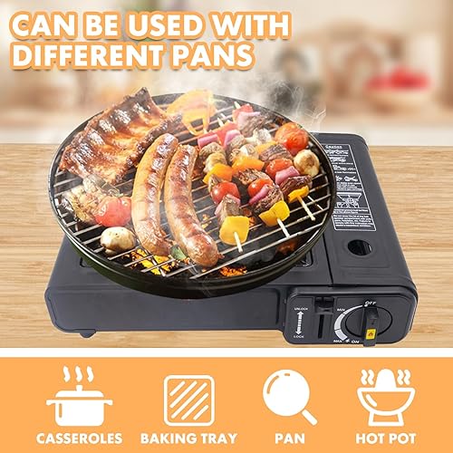 Miniatura 4 de ShellKingdom Estufa de camping portátil de emergencia al aire libre butano estufa quemador con estuche de transporte para camping, picnic,