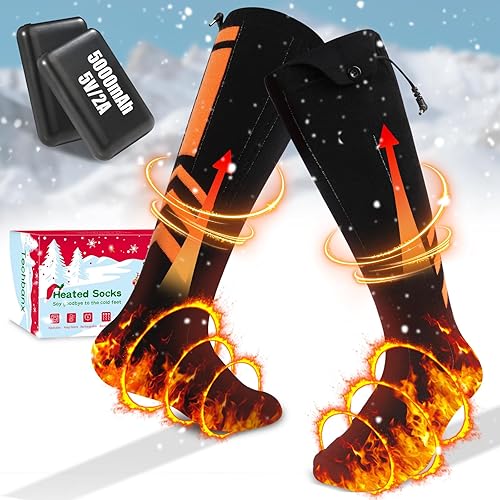 Miniatura 1 de Calcetines térmicos actualizados de 5 V 5000 mAh para hombres, calcetines eléctricos de hasta 8 horas, calcetines de calefacción recargables con 4