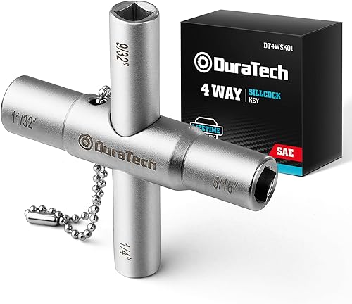 DURATECH Llave Sillcock de 4 vías, 14 pulgadas, 932 pulgadas, 516 pulgadas, 1132 pulgadas, 1 paquete, para válvula, grifo y espitas DURATECH Llave Sillcock de 4 vías, 14 pulgadas, 932 pulgadas, 516 pulgadas, 1132 pulgadas, 1 paquete, para válvula, grifo y espitas