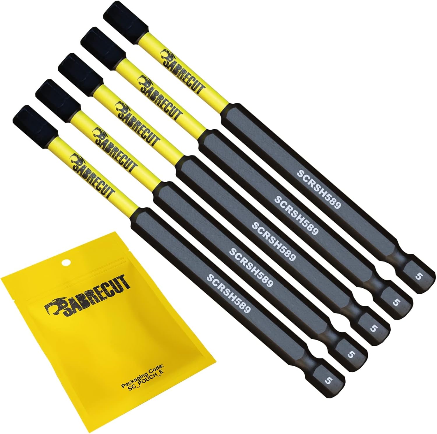 5 x SabreCut SCRH589_5 89mm H5 Hex Impact Screwdriver Driver