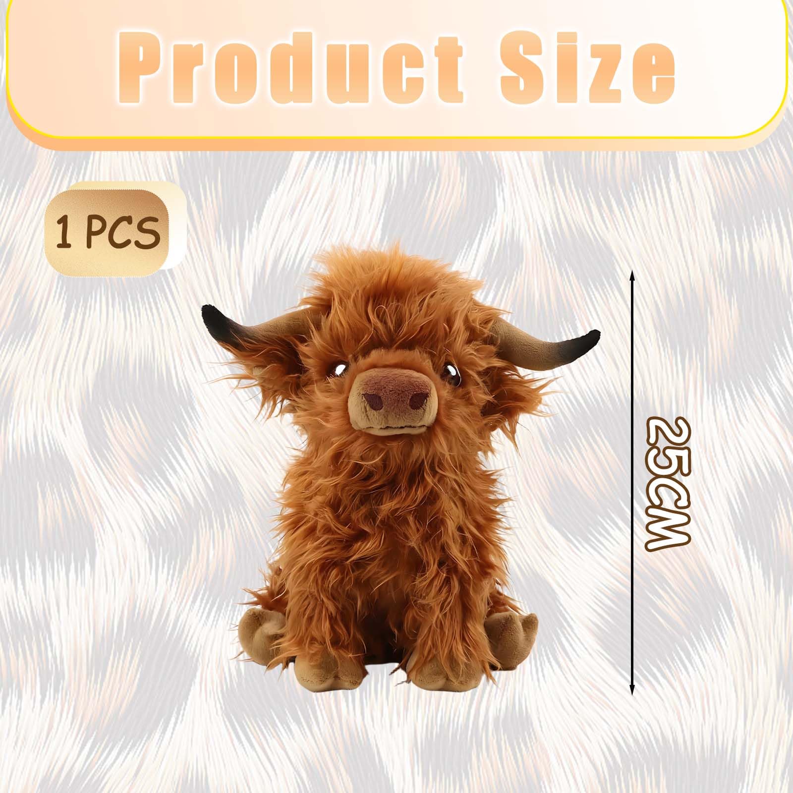 aieieii 1 Pc Highland Cow Soft Toy, 25cm Highland Cow Plush Soft and Cute Plush Doll Toy - Image 2