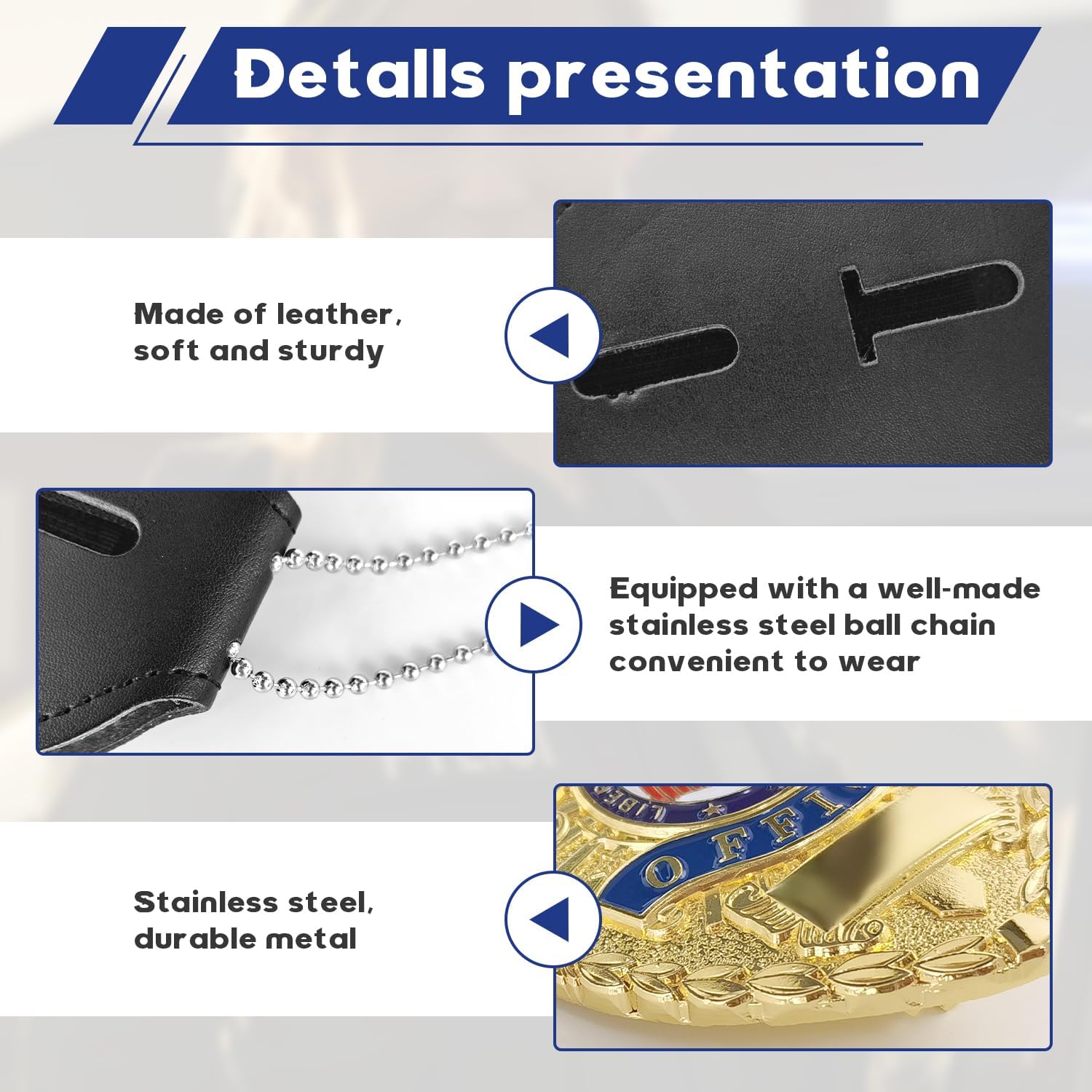 FR Gold Fine Badge with Holder， Can be Changed at Will，Includes Spring Clamp Choker