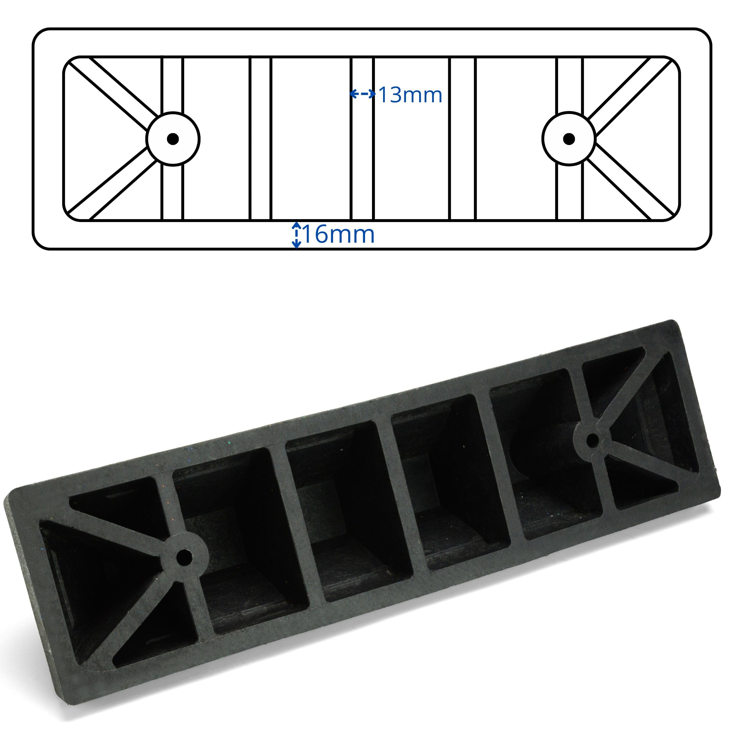 4x Radstopper 56cm aus recyceltem Gummi mit 4 Reflektoren – Umweltfreundliche Parkplatzbegrenzung für PKW, SUV & Transporter – Robuste Parkhilfe für Garage, Stellplatz & Außenbereich (4x Stück)