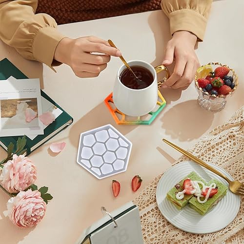 Miniatura 2 de 2 moldes de resina para posavasos de abeja, moldes de silicona para portavasos de automóvil, molde de panal de abeja, moldes de silicona hexagonales