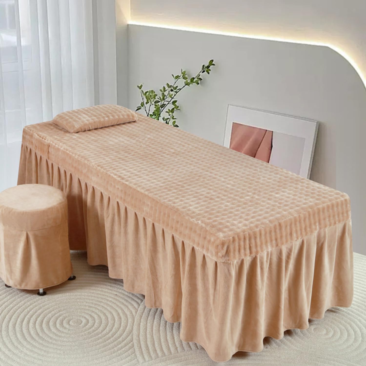 LDLCYCN Warm Massage Table Bed Skirt with Hole Professional Spa Beauty Salon Bed Cover