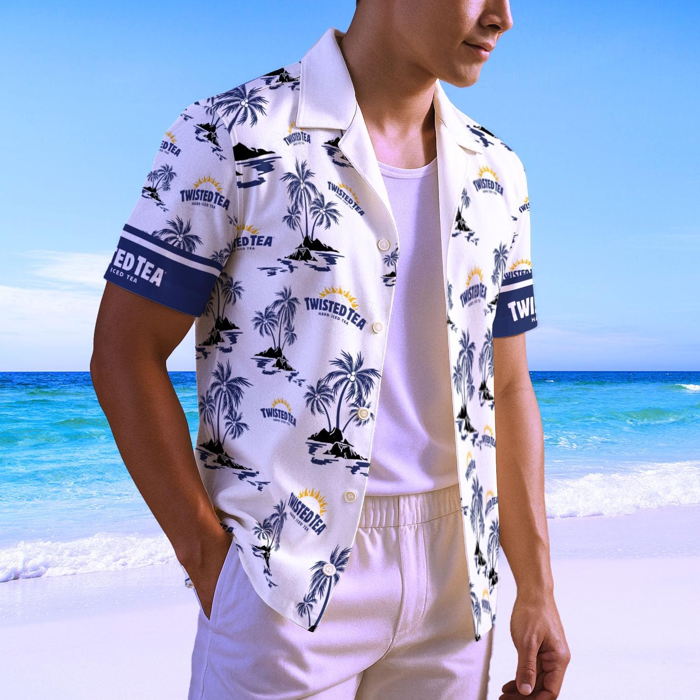 Alcohol Hawaiian Shirt for Men, Drinking Button Up Shirt Short Sleeve, Liquor Button Down Shirt - Image 2