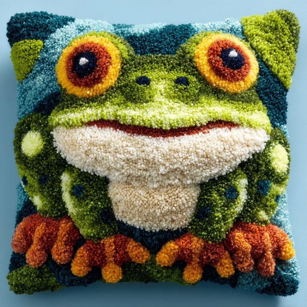 Henypt DIY Latch Hook Cushion Kits Frog