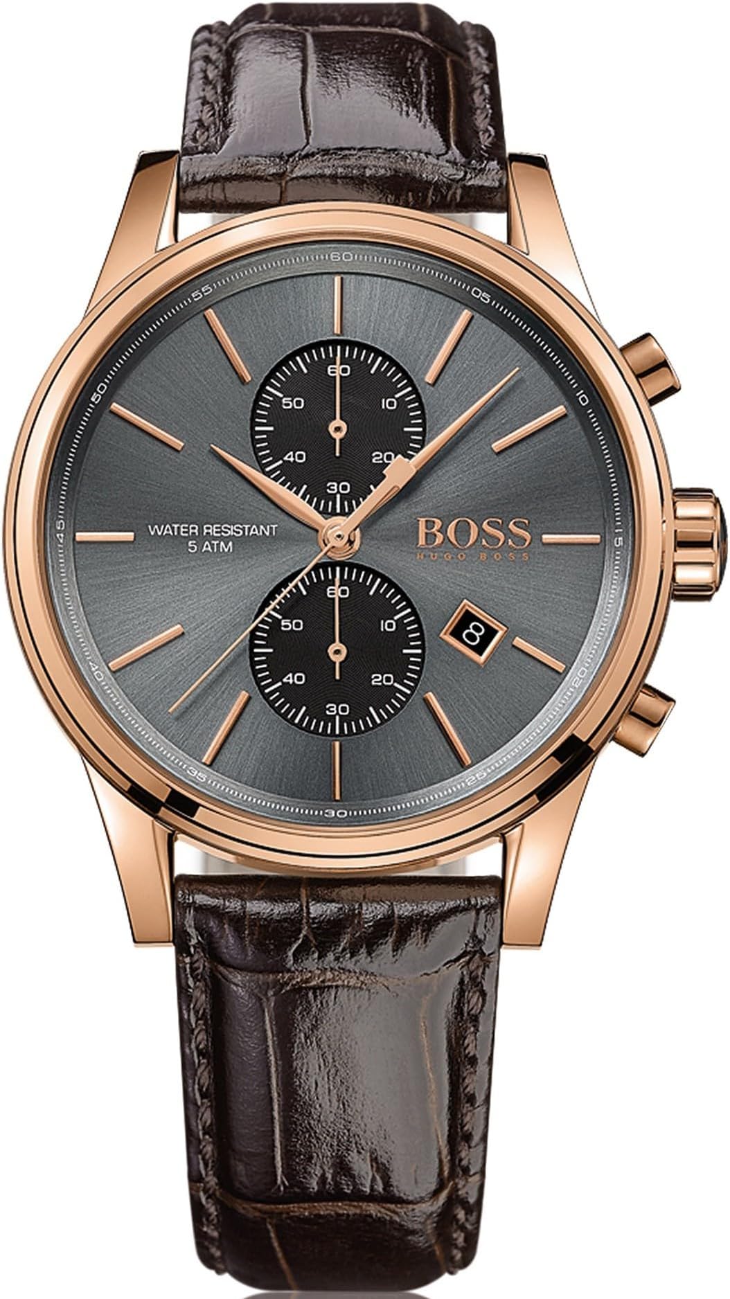 HUGO BOSS Mens Quartz Watch, Chronograph Display and Leather Strap 1513281