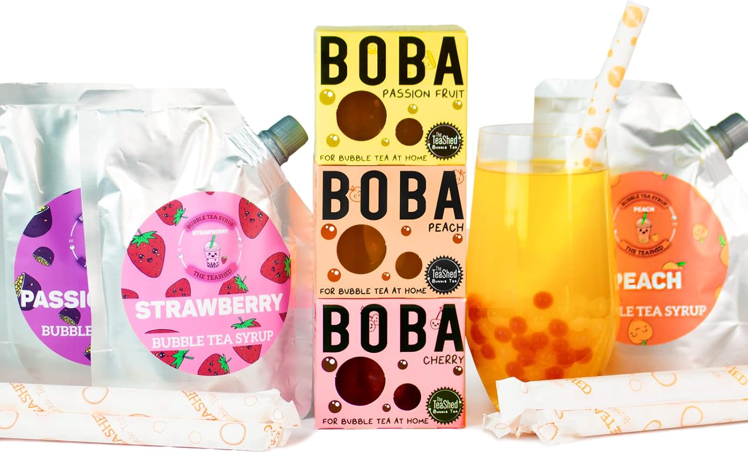 Bubble Tea Syrup Kit 9 Servings Syrup + Boba Set The TeaShed Amazon.co.uk Grocery