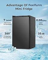 Vista 7 de Mini refrigerador con congelador - 3.2 pies cúbicos, refrigerador mini de una sola puerta con termostato ajustable, refrigerador pequeño