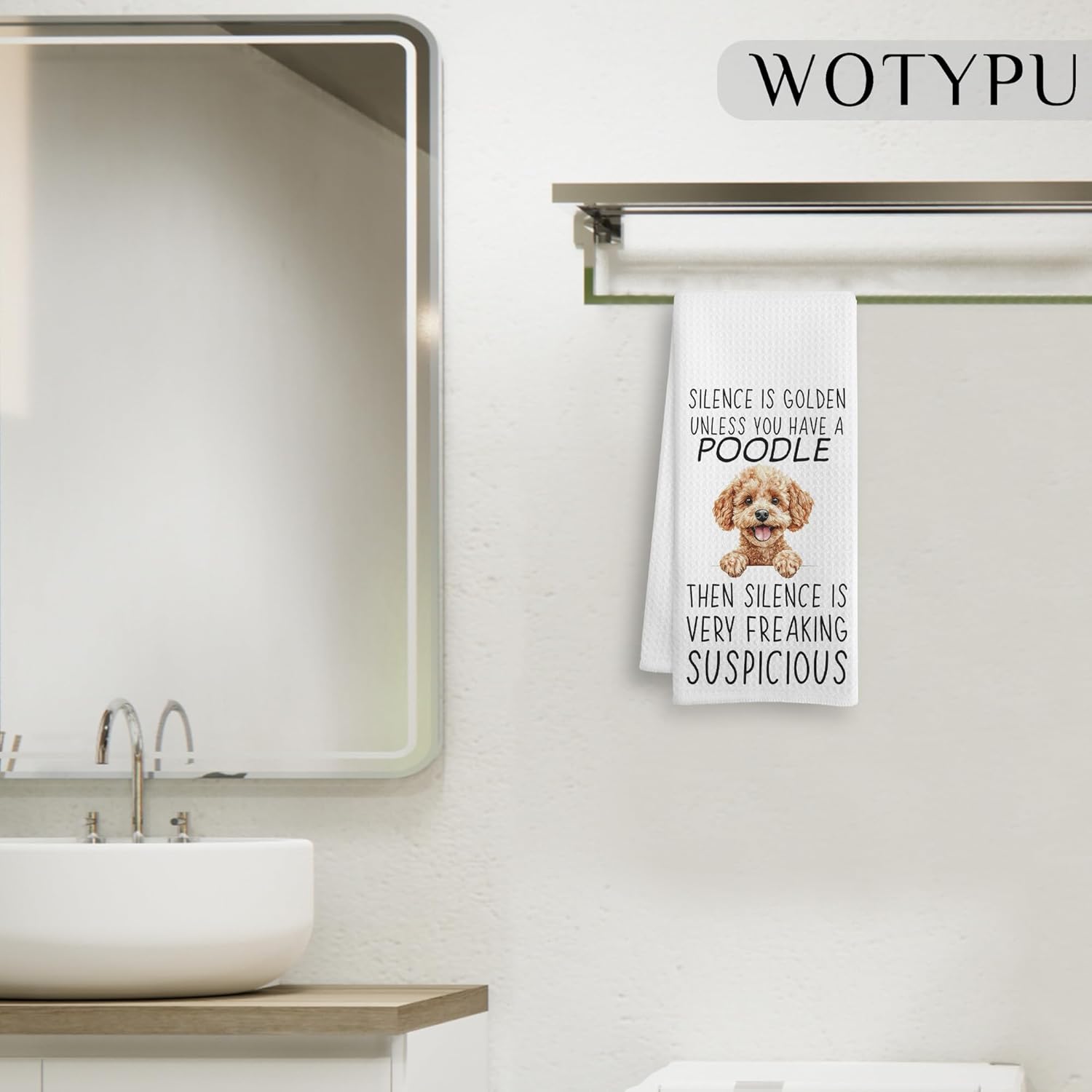 Funny Poodle Gifts Kitchen Towels, Dog Lovers Gifts Dish Tea Towels, Poodle Gifts for Women Men Decorative Hand Towel for Bathroom, Dog Bathroom Decor, 16x24 Inch - Image 5