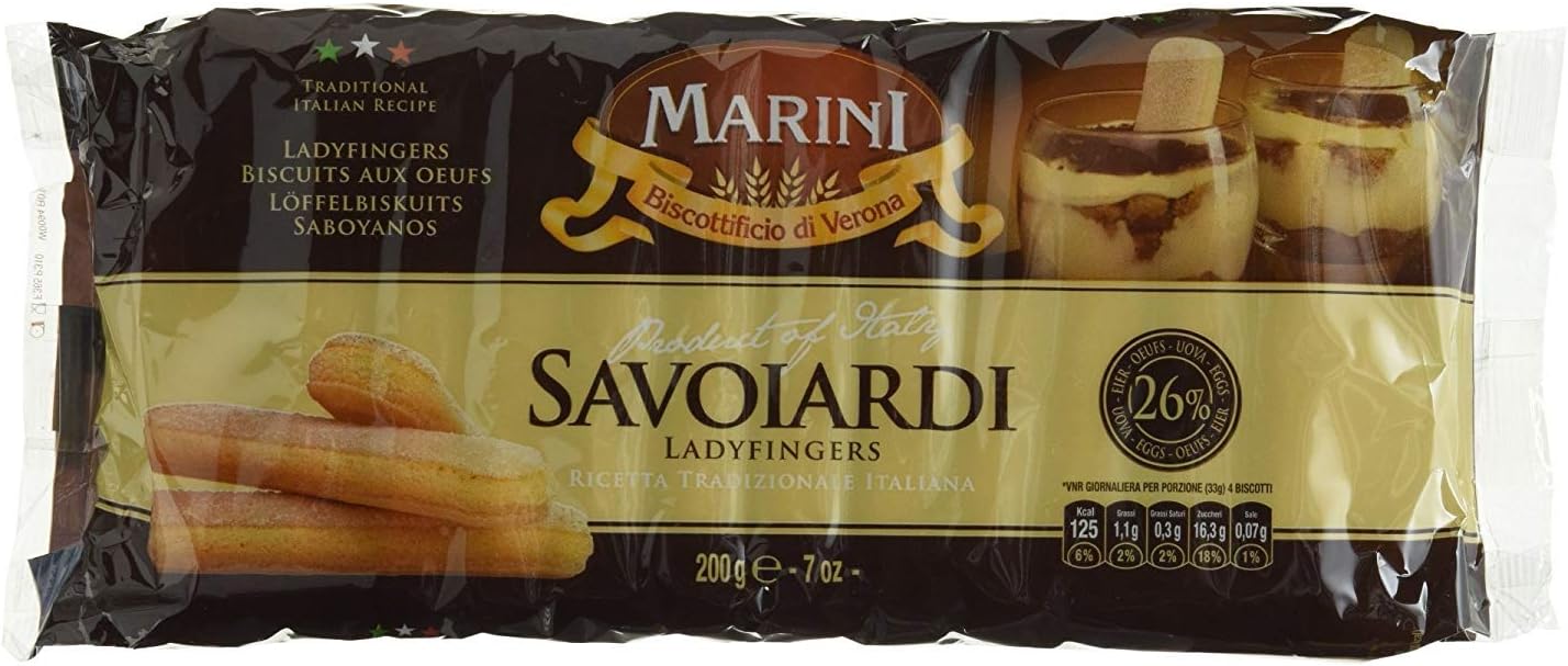 Marini Savoiardi Italian Ladyfingers Cookies 200 Grams - Biscottificio di Verona Italiani - Product of Italy - Perfect for Tiramisu