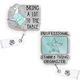 AZGUAMI Surgical Tech Badge Reel Retractable - 2Pcs Acrylic Glitter Scrub Life Badge Holder with Alligator Clip for OR Team Sterile Tech First Assist, Operating Room Nurse Accessories for Work