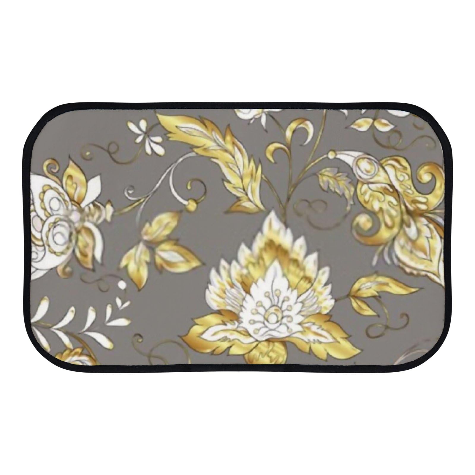 Nuansexi Bathroom Rugs Stylized Flowers Vintage Style Grey Floor Mats Non Slip Bathmat Doormat Tub Mat Coral Velvet Absorbent Entrance Carpet Mats Machine Washable Bedroom Decor