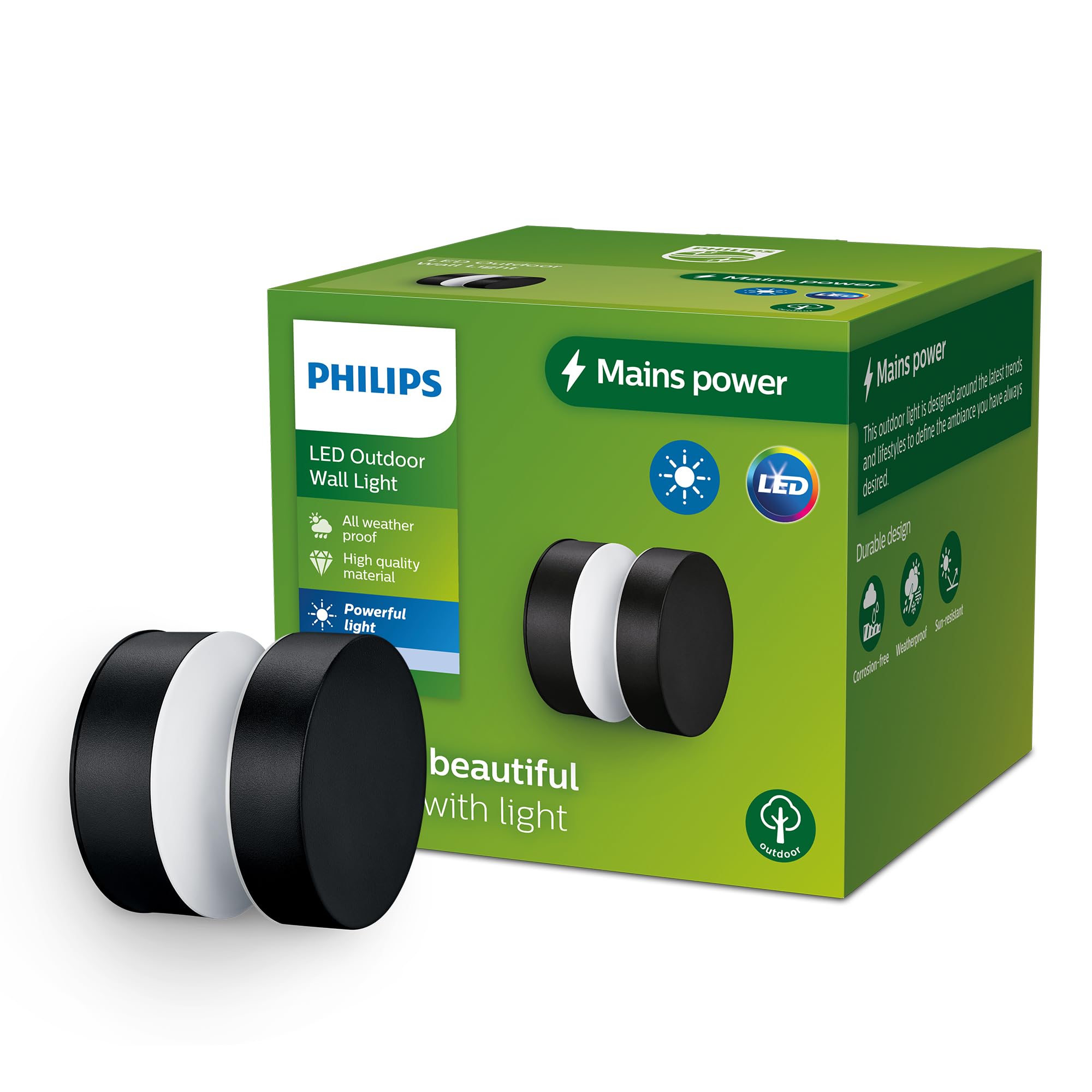 Philips Lighting Laven Outdoor Path Light, 6W, 2700K Warm White Light, Black, IP44 Weatherproof