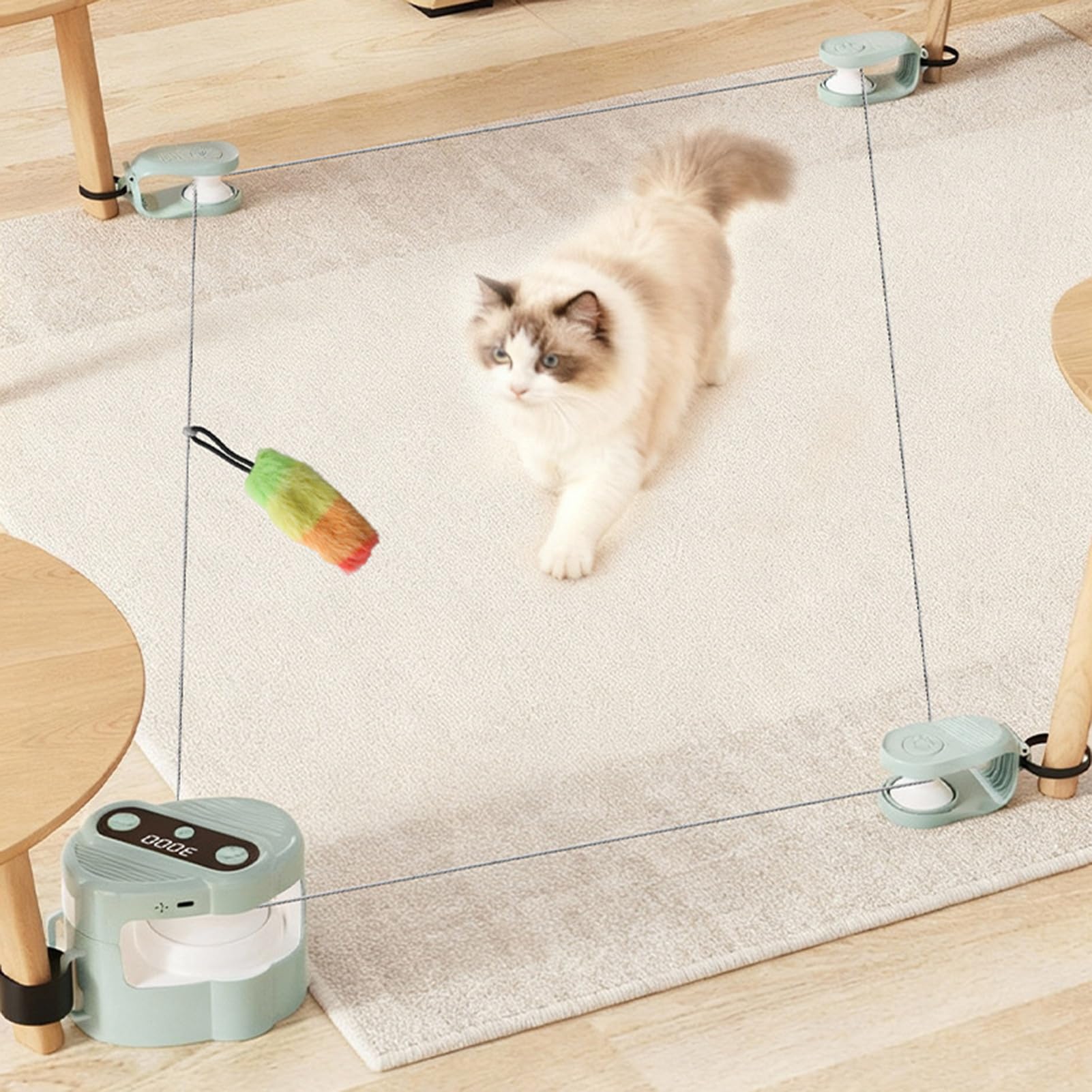 Giocattoli per gatti elettrici, tapis roulant, automatici/telecomandato, per gatti, modalità auto e manuale, ricaricabili USB, giocattolo interattivo simulato per gatti (verde)