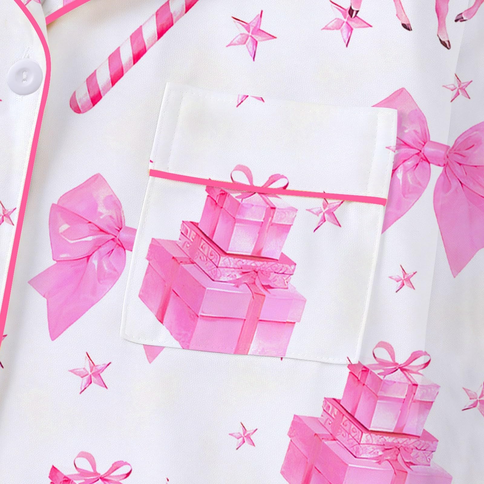 Generico Pigiama Lungo Donna - Donna in Flanella a Maniche Lunghe con Bottoni e Pantaloni Coordinati Comfort Casalingo per FESTIVITÀ e Riposo Notturno
