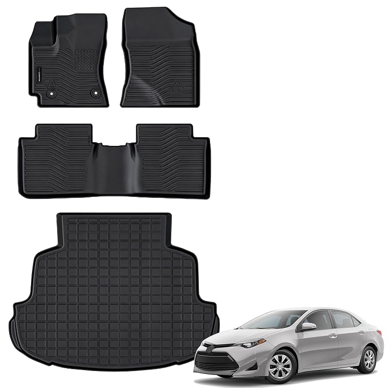 Kit de tapetes e forro para porta-malas em TPE AUXKO para Toyota Corolla Sedan 2014–2019, preto, 4 peças