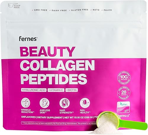 Advanced Collagen Peptides Powder for Women - Ácido hialurónico, biotina y vitamina C, proteína hidrolizada para el cabello, la piel, las uñas y las