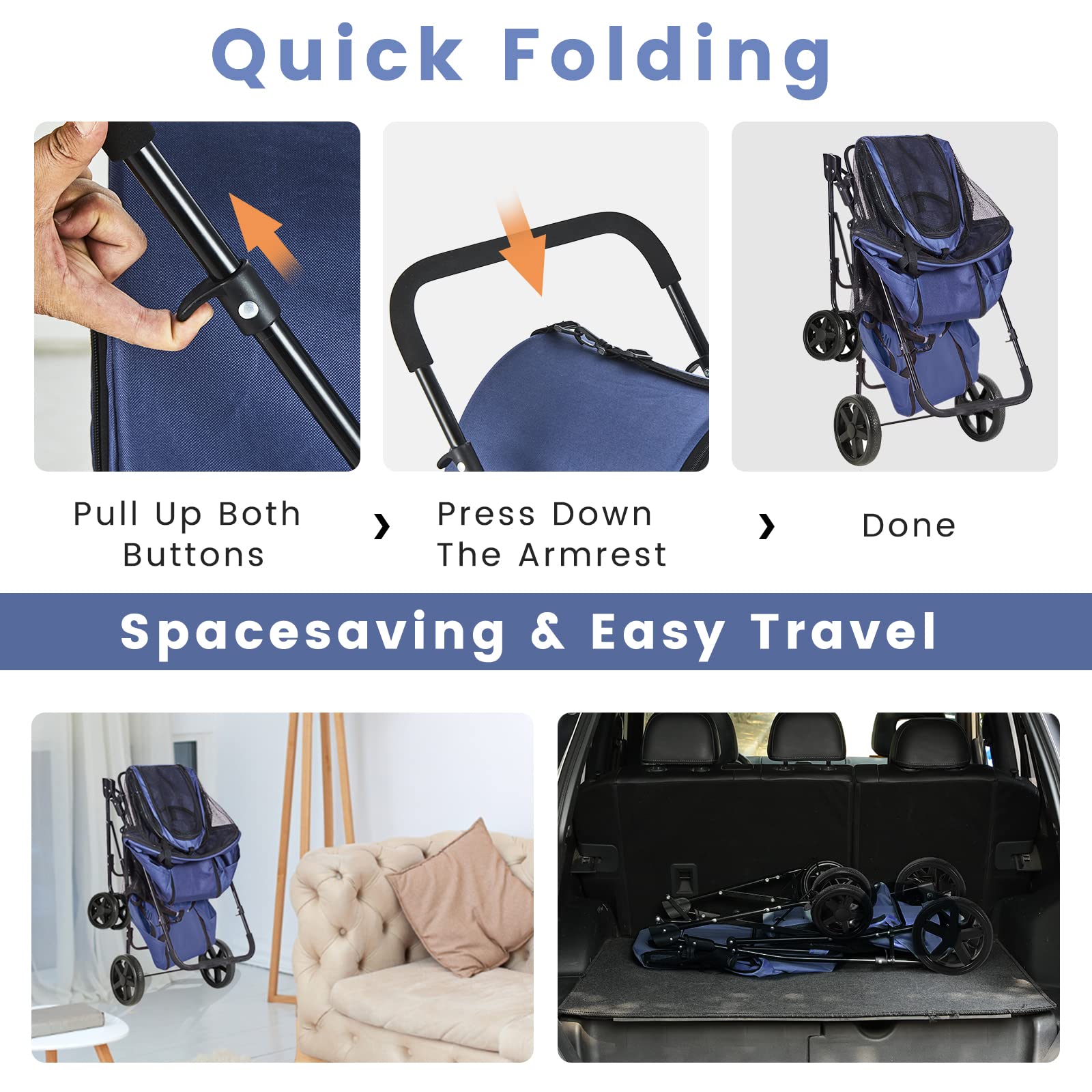 Buy VIAGDO 4in1 Double Pet Stroller for Dogs and Cats, 2 Detachable