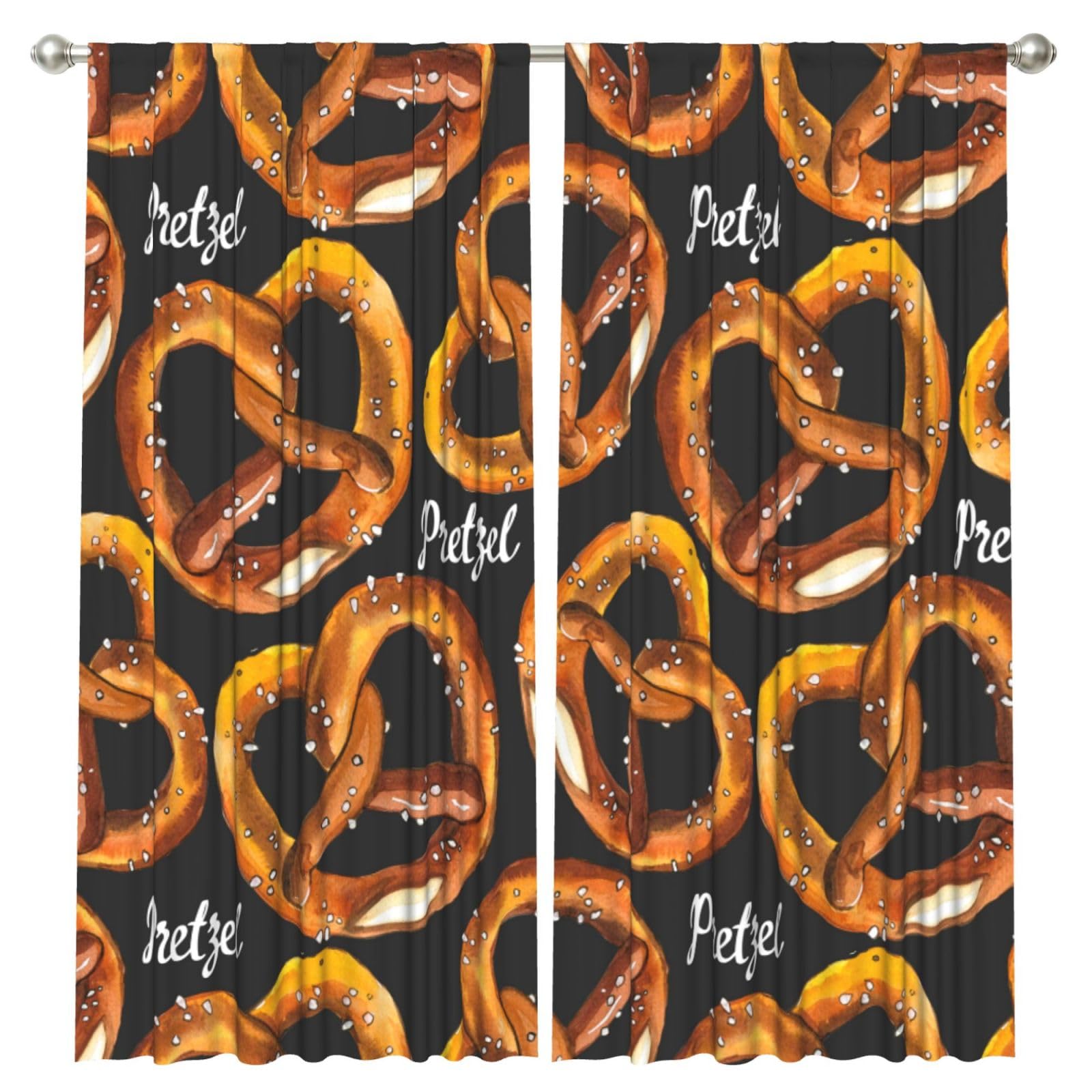 InOmak Delicious Pretzel, 2 Panels Window Curtains 52 x 84 Inch Blackout Curtains for Living Room Bedroom