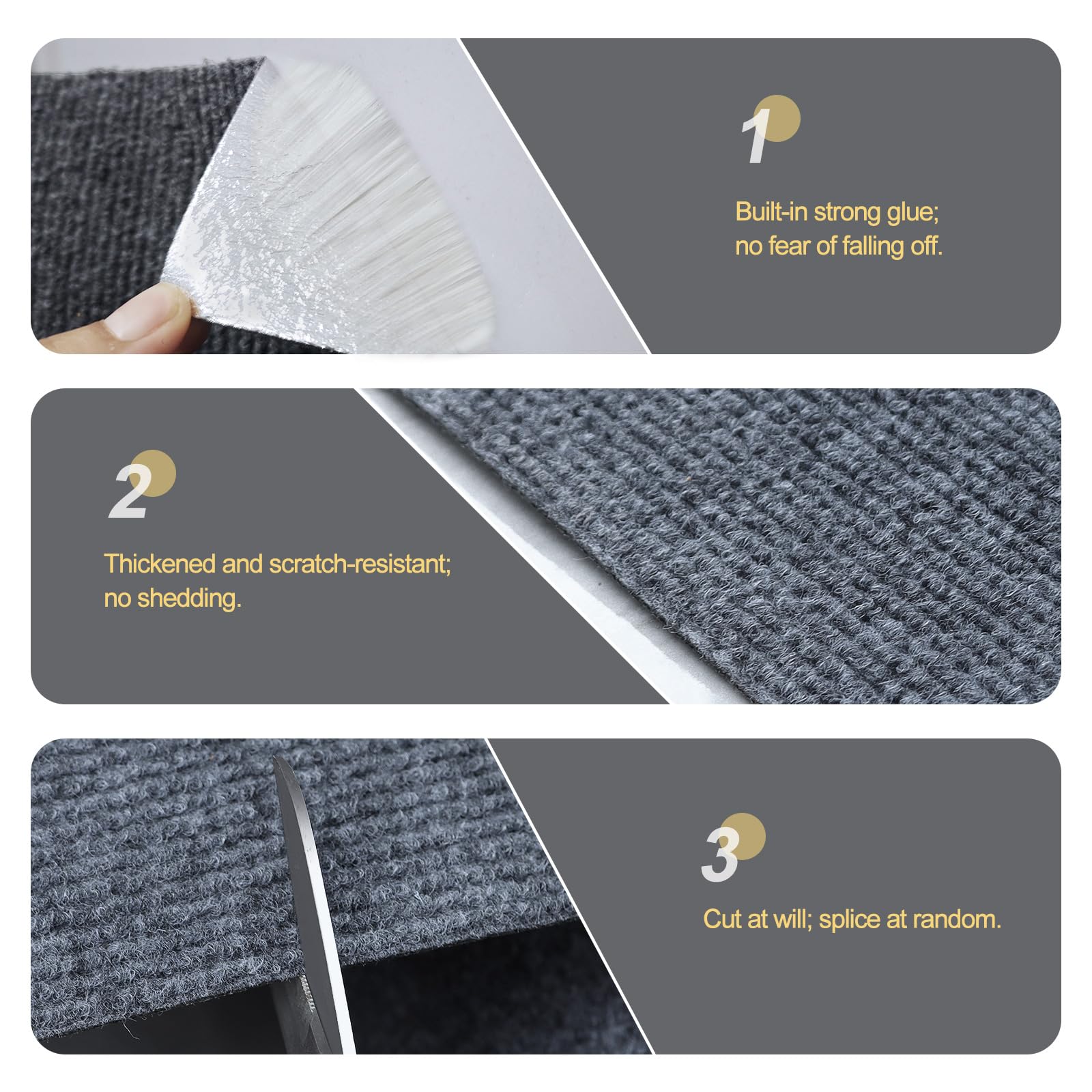 Alfombra Rascador para Gatos Autoadhesiva (200x30cm), Protector Sofá Gatos Antiarqueo Gris Oscuro, Tapete de Escalada DIY Recortable para Pared, Muebles y Repuesto de Árbol de Gato (Grosor 4mm)