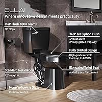 Vista 2 de ELLAI Inodoros Alargados de Dos Piezas ADA Altura Cómoda 16.5" Descarga Individual Potente 1.28 GPF 12" Rough In con Palanca de Descarga Lateral