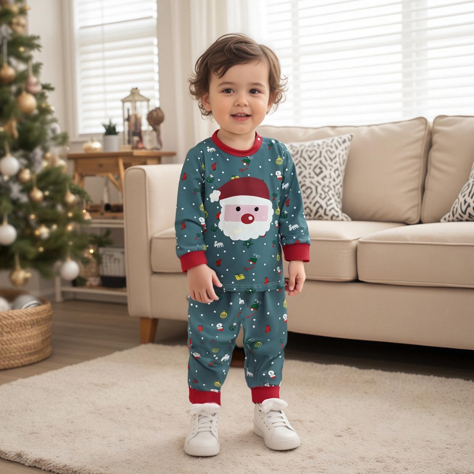 Babykleidung Baby Jungen Weihnachten Weihnachtsmann Druck Kleidung Set Langarm Sweatshirt + Hose Outfit Kleinkinder Winter Kleidung