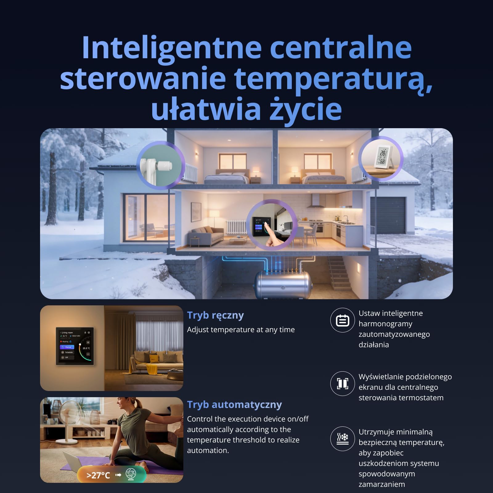 SONOFF NSPanel Pro 86 Inteligentny Panel Sterowania – Brama Zigbee, Home Assistant, Matter Bridge, Scenariusze Bezpieczeństwa i Termostat – Działa z Alexa, Google Home, Apple Home (Qianga)