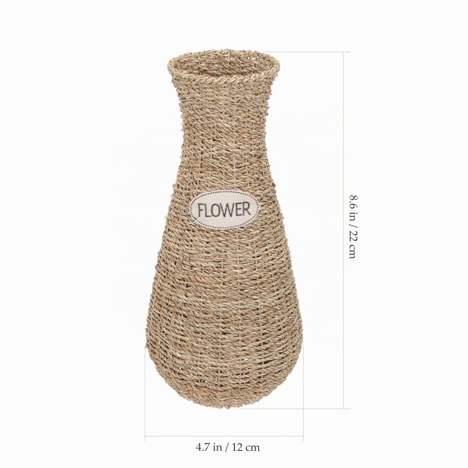 DOITOOL Gewebte Rattan Vase 44 Zoll Bodenvase Trockenblumenvase Deko Für Wohnzimmer Büro Natürliche Handwerkskunst Elegante Dekoration