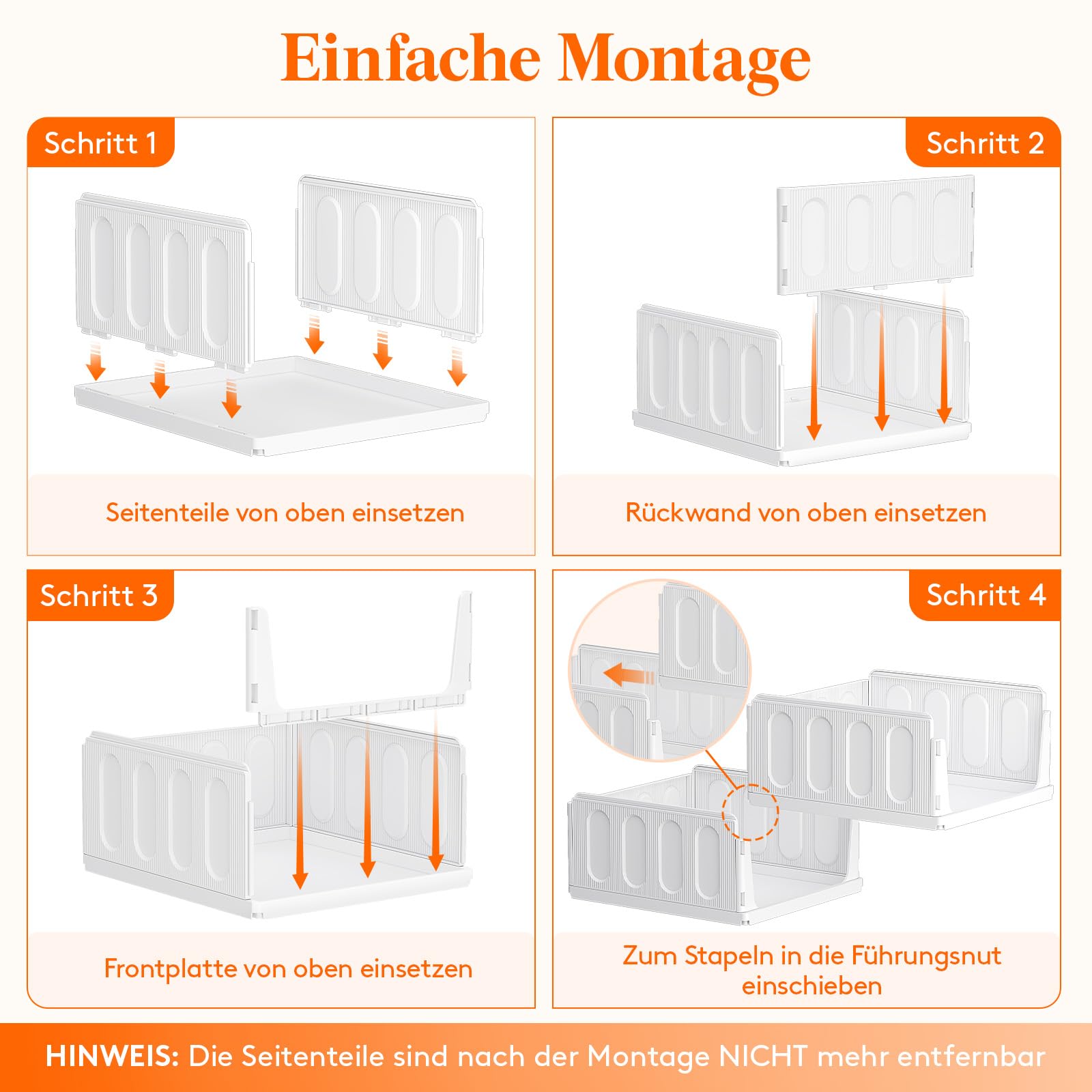 Lifewit 6 Pack Stapelbar Kleiderschrank Wardrobe Organizer für Kleidung, Kunststoff Ausziehbar Ordnungssystem Schrank für T-shirt, Innen Aufbewahrungsbox für Küche, Wohnmobil, Camping, 35.5 cm Dept