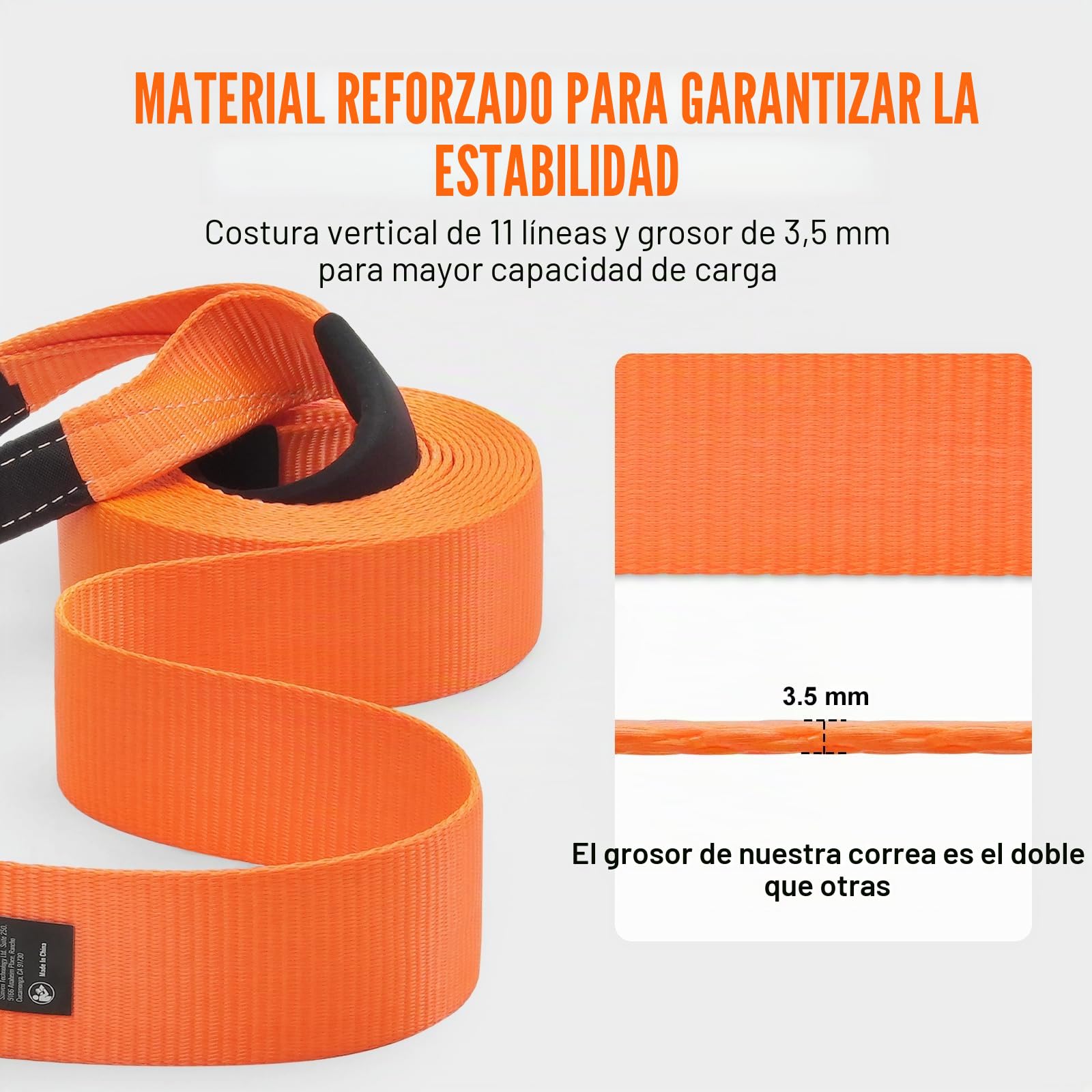 VEVOR Correa de Remolque de 85,1 mm x 9,1 m, Correa de Cabrestante para Protección de Árboles, Bucle Triple Reforzado y Fundas Protectoras y Bolsa de Almacenamiento, para Camión, Jeep, SUV, ATV