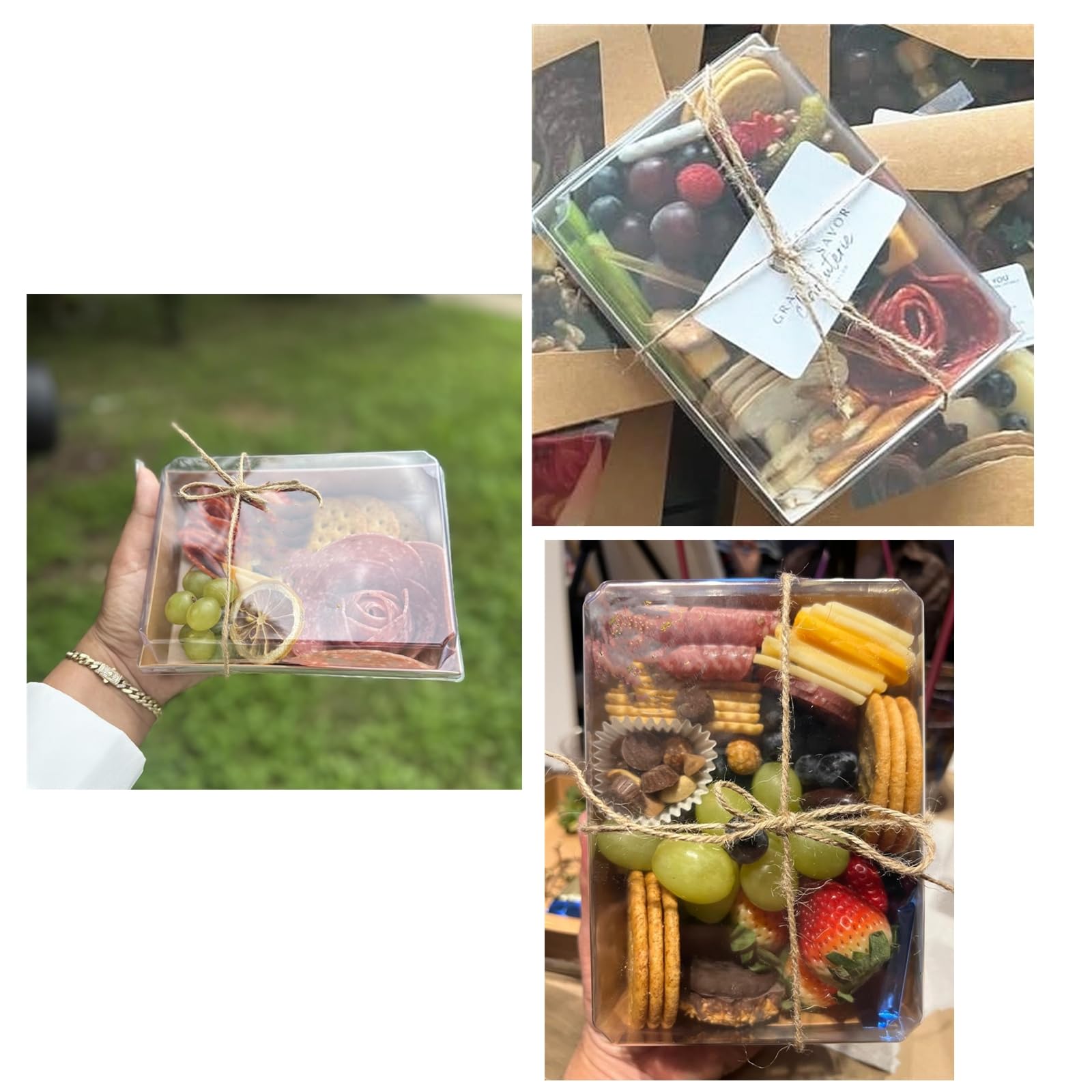 Confezione da 40 scatole di carta per salumi con coperchio trasparente, 17,8 x 12,7 cm, contenitori usa e getta da asporto, scatole da asporto per fette di torte, cupcake, panini, biscotti