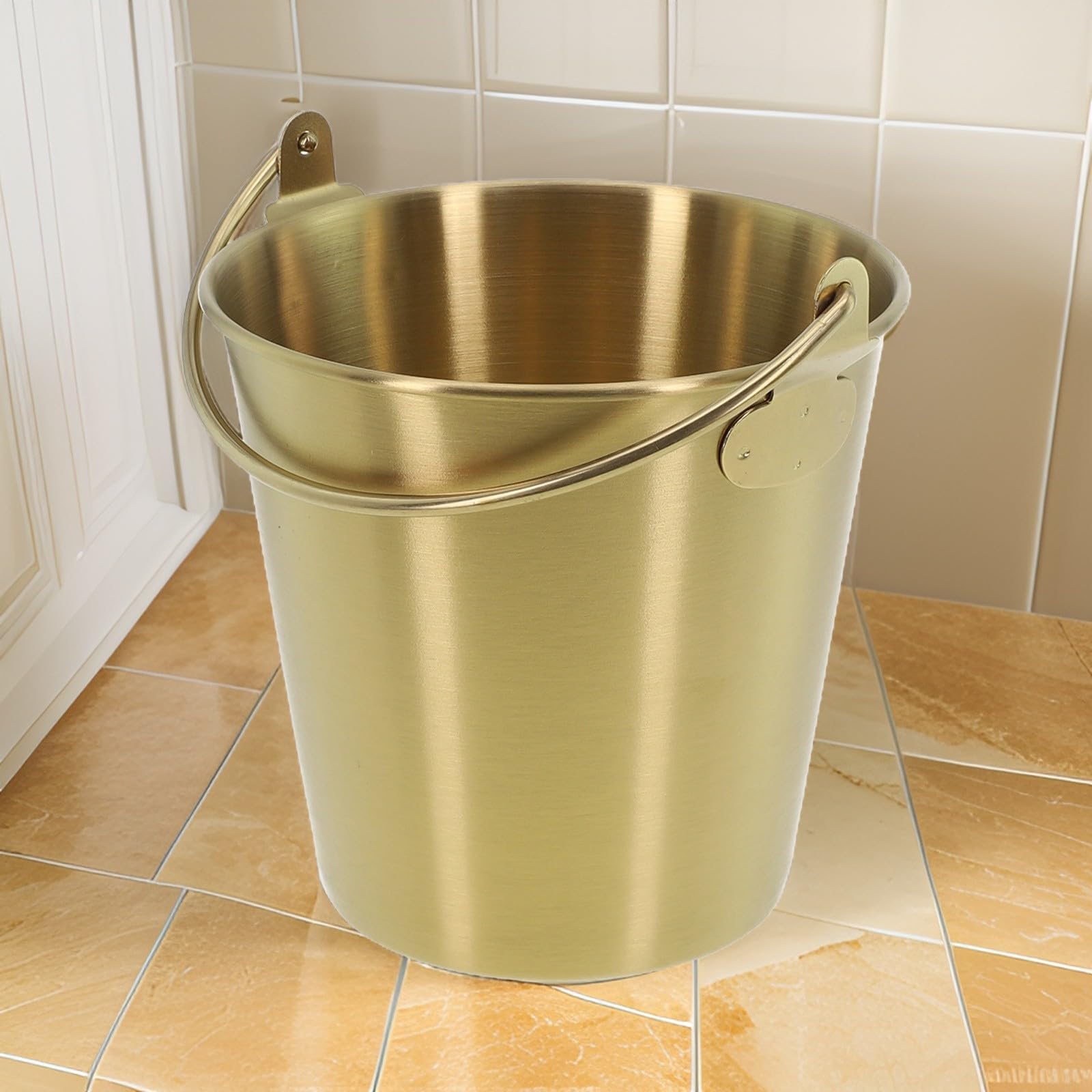 Cubo de aperitivos de acero inoxidable para hielo y bebidas, diseñado para un fácil transporte con asa, perfecto para eventos (1000 ml, dorado)