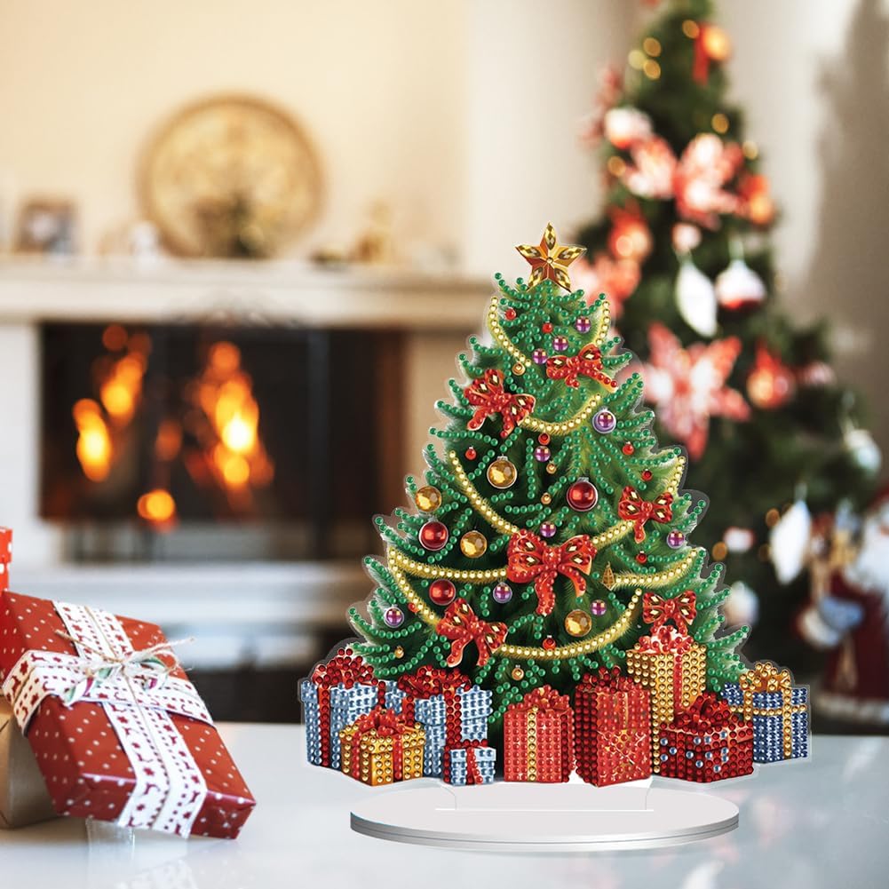 Orgone Diamond Painting Christmas Tree Desktop Ornaments Kits for Adults-Diamond Art Acrylic Paint by Numbers,Desktop Christmas Decorations,Christmas Tree DIY Kits for Home Decor Office Decor (#14)