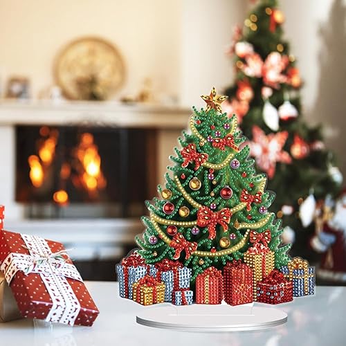Miniatura 6 de Orgone Pintura de diamantes para árbol de Navidad, kit de adornos de escritorio para adultos, arte de diamantes pintura acrílica por números,