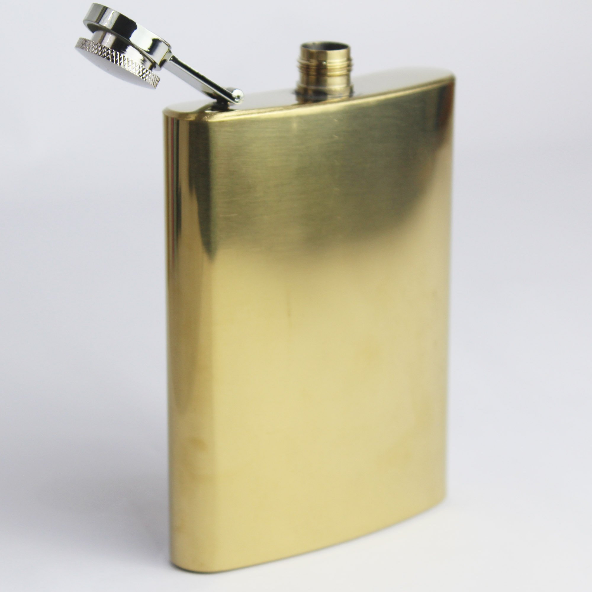 Prime Homewares Gold Hip Flask (8oz, 236ml) - Stainless Steel, Brushed Finish