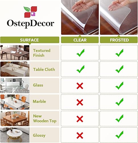 Miniatura 6 de OstepDecor Protector de mesa transparente de 0.079 in de grosor, 42 x 68 pulgadas, protector de mesa transparente para mesa de comedor, cubierta de